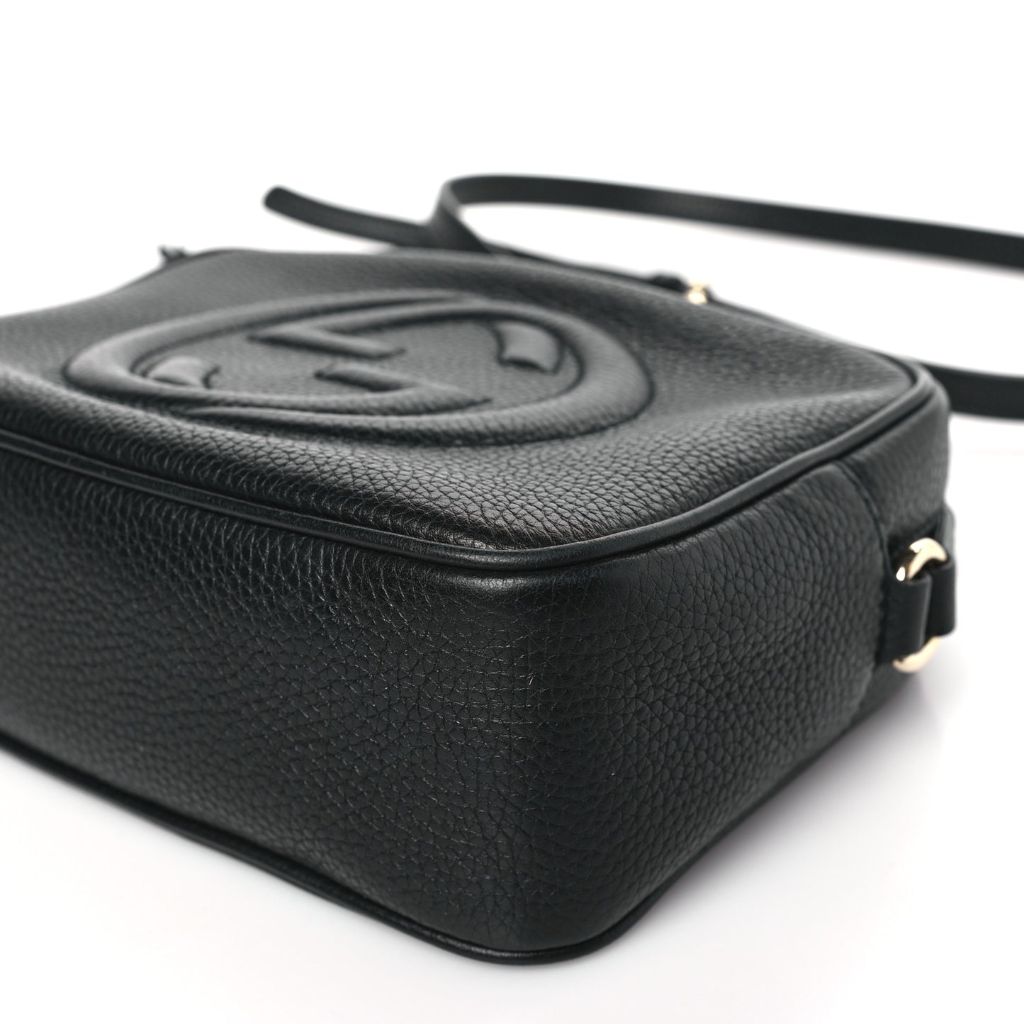 Pebbled Calfskin Small Soho Disco Bag Black