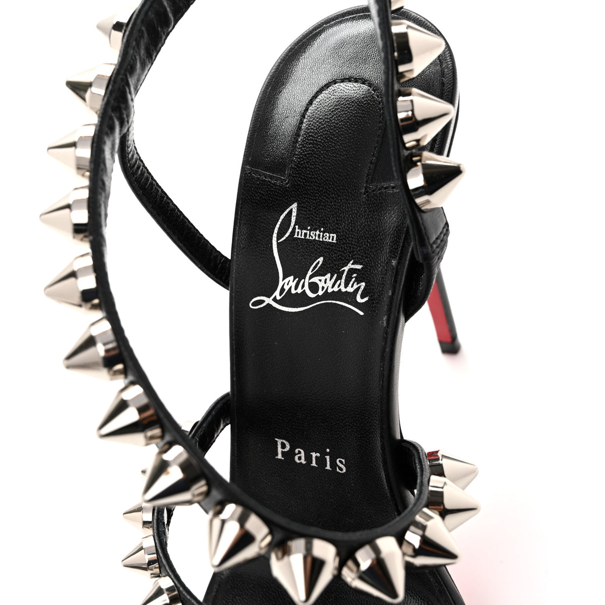 Christian Louboutin Calfskin Spikita Slingback 100 Stiletto Pumps 39 Black Silver 8 of 9