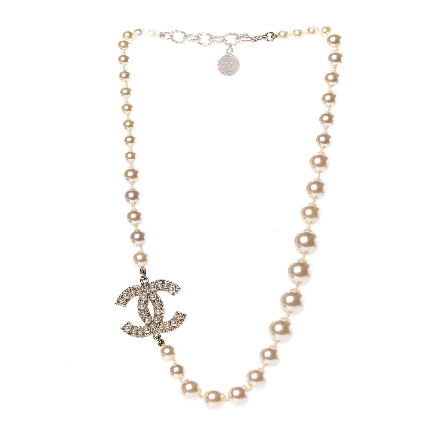 Graduated Pearl Crystal CC Short Necklace Gold