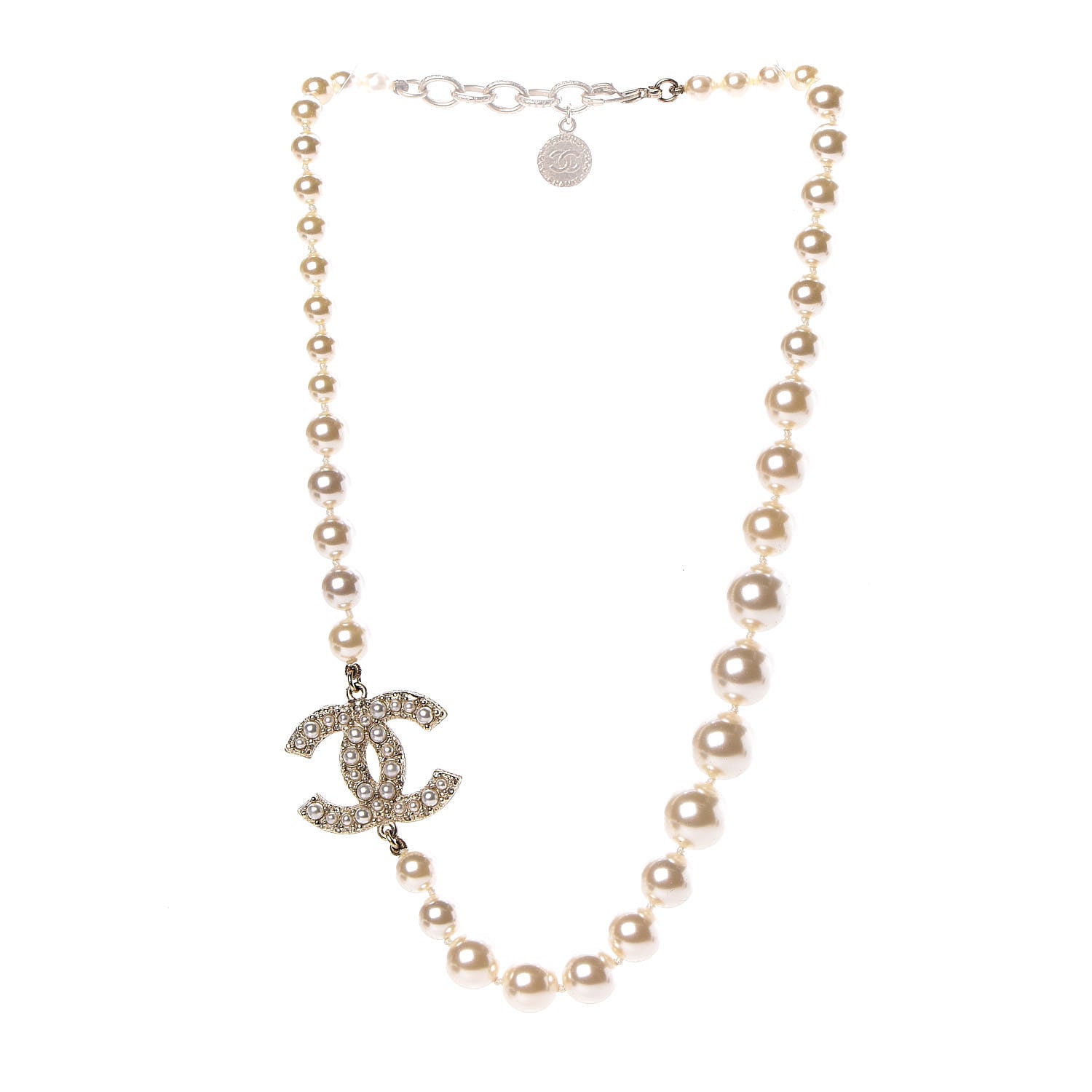 Chanel Graduated Pearl Crystal CC Short Necklace Gold 3 of 5