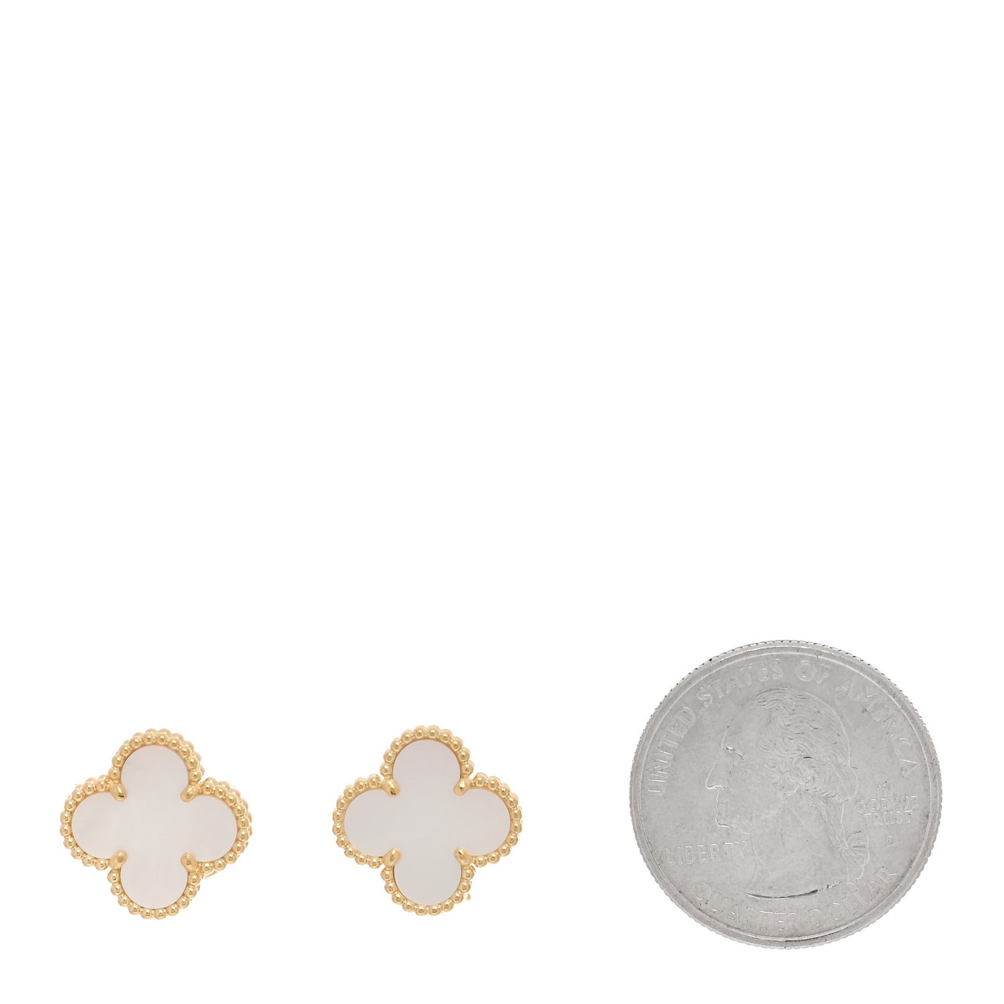 18K Yellow Gold Mother of Pearl Vintage Alhambra Earrings
