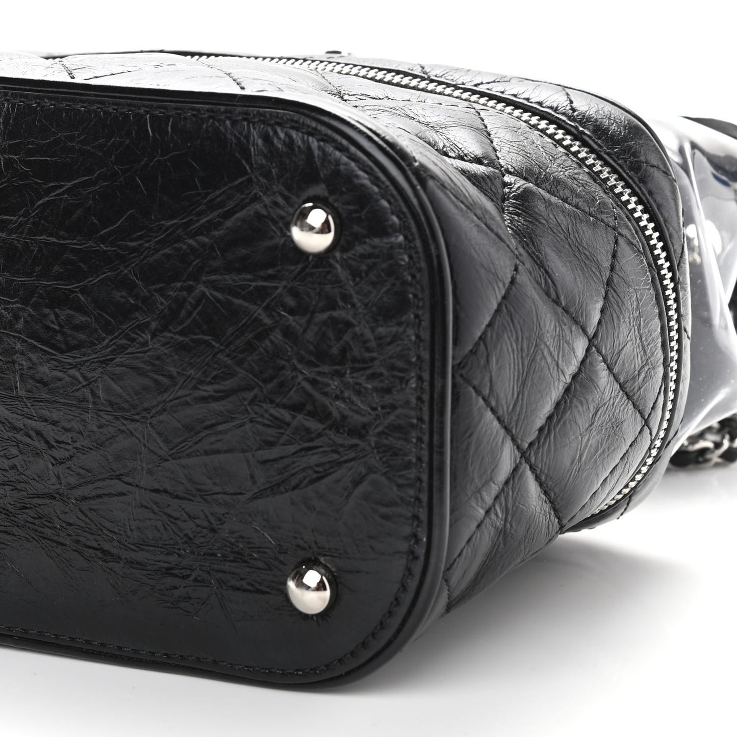 Crumpled Calfskin PVC Quilted Backpack Black