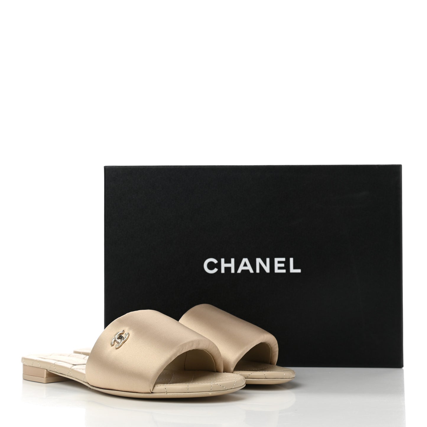 Satin Mule Sandals 37.5 Beige