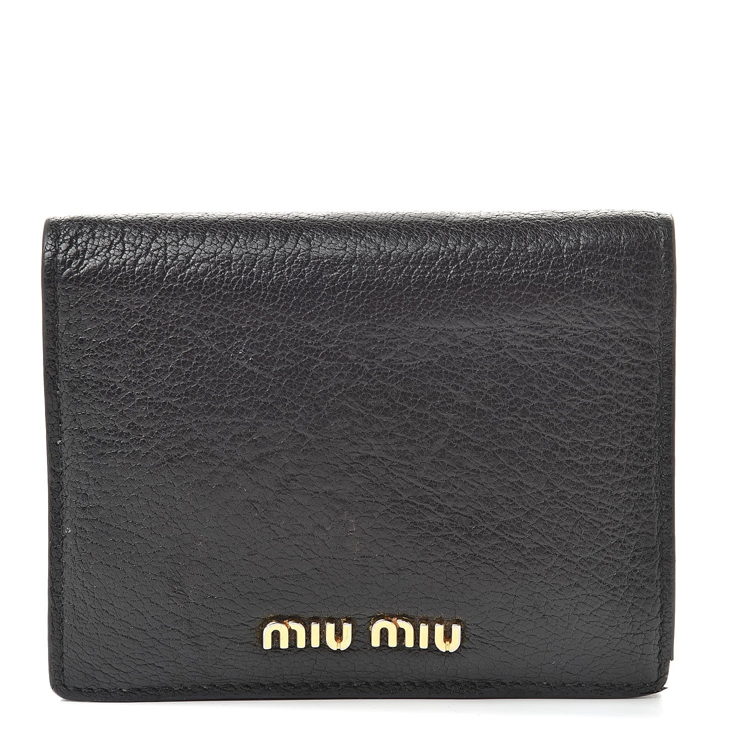 Miu Miu Goatskin Madras Small Wallet Black 1 of 13
