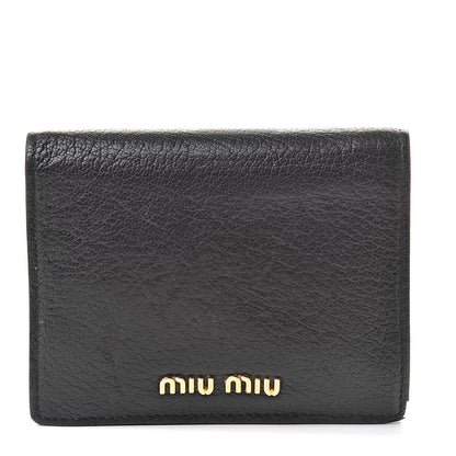 Miu Miu Goatskin Madras Small Wallet Black 1 of 13