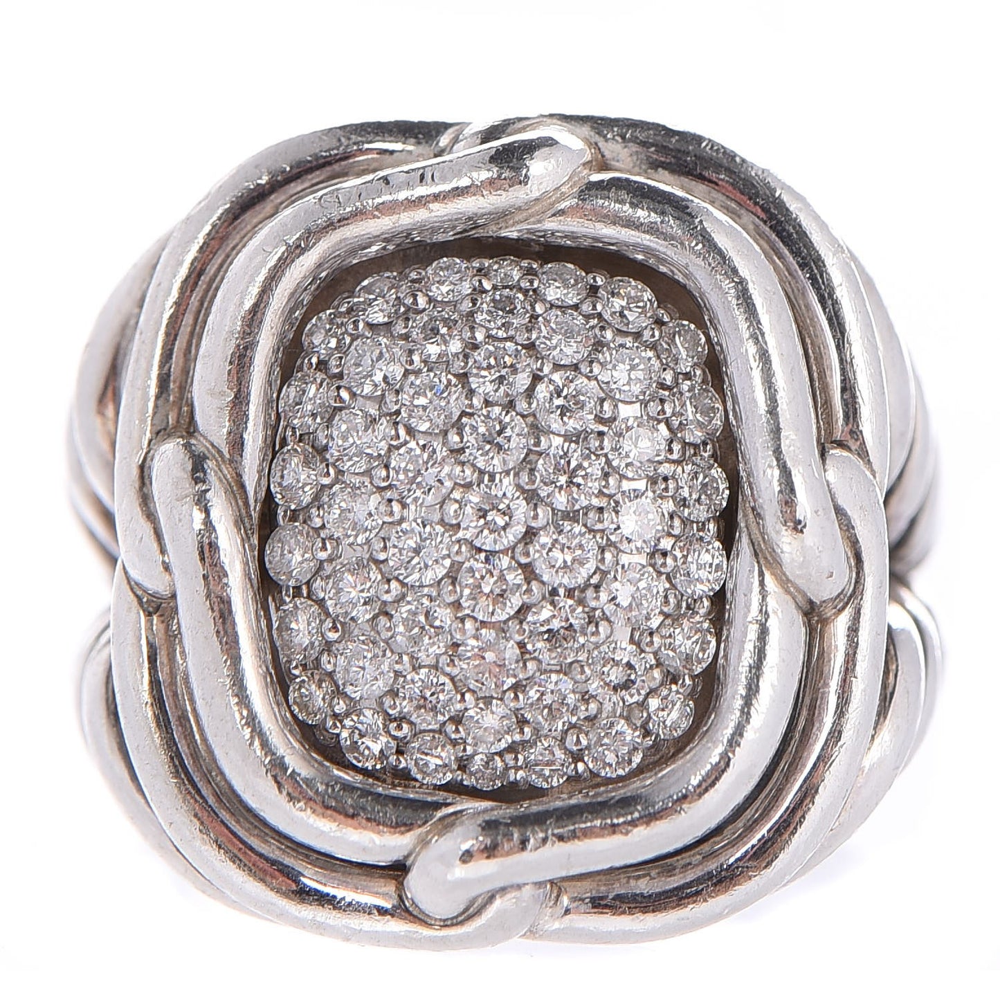 Sterling Silver Diamond 16mm Large Labyrinth Ring 52 6