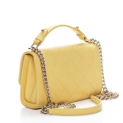 Chanel Grained Calfskin Quilted Small Label Click Flap Bag Yellow 3 of 7