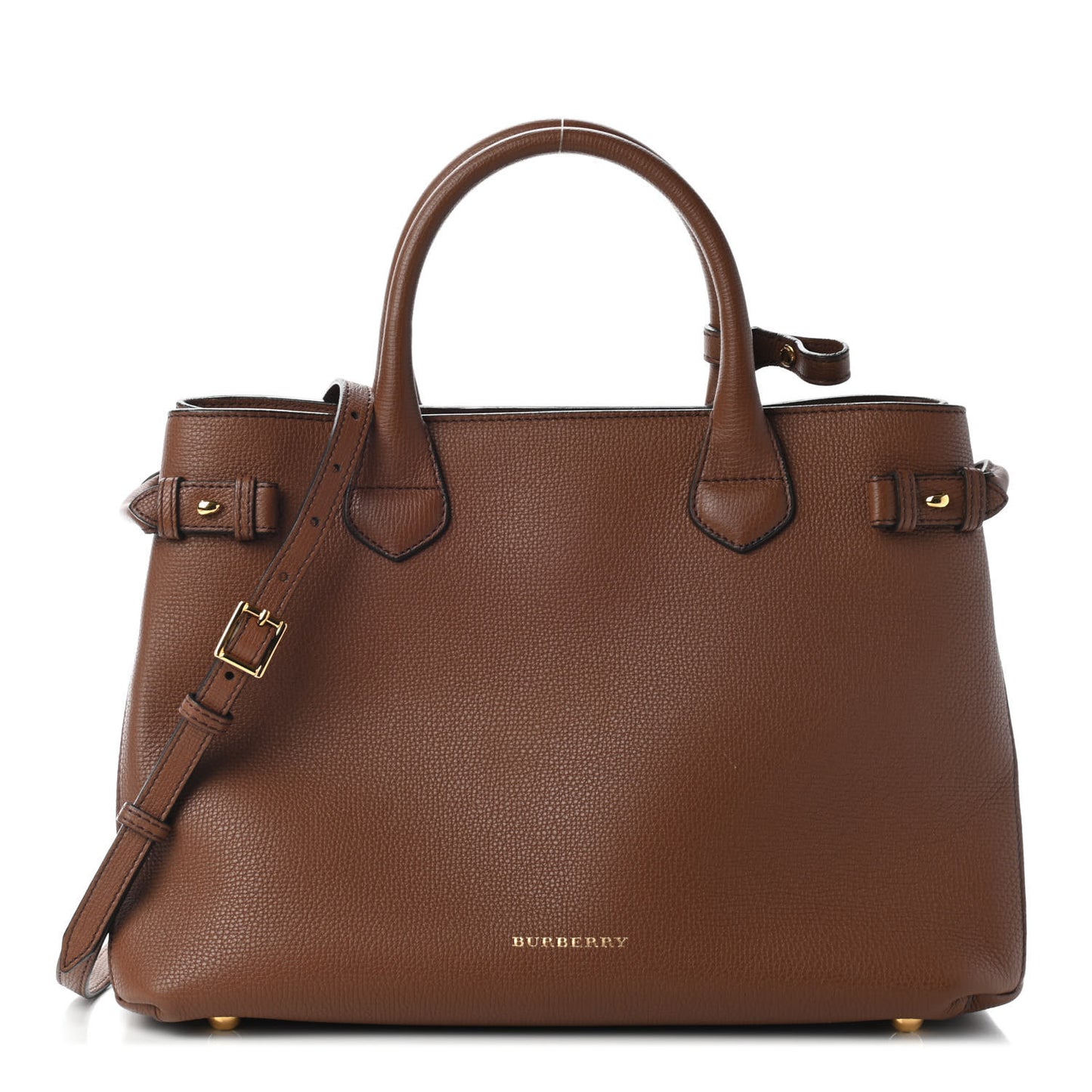 Grainy Calfskin House Check Medium Banner Tote Tan