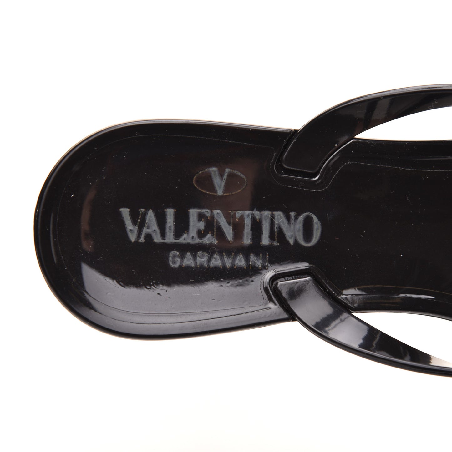 PVC Jelly Rockstud Bow Thong Sandals 36 Black