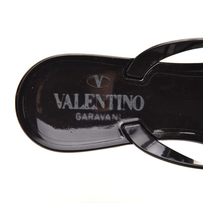 Valentino Garavani PVC Jelly Rockstud Bow Thong Sandals 36 Black 7 of 8