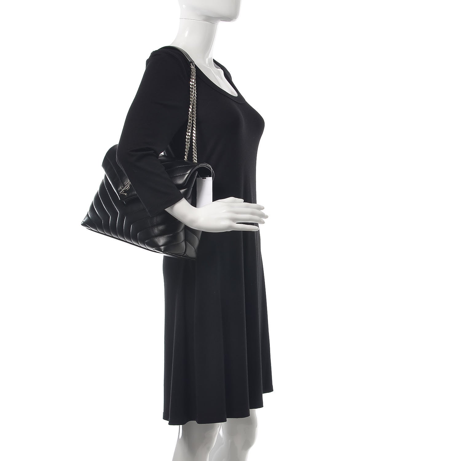 Saint Laurent Calfskin Y Quilted Monogram Medium Loulou Chain Satchel Black 2 of 7