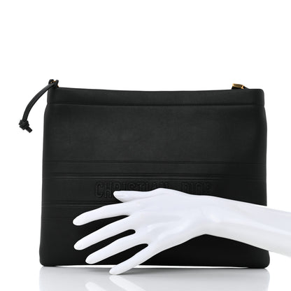Christian Dior Calfskin Medium Diordouble Zip Pouch Black 2 of 9