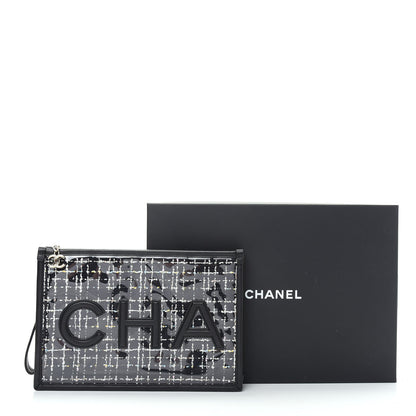 Chanel Tweed PVC Lambskin Large Pouch Black 8 of 8