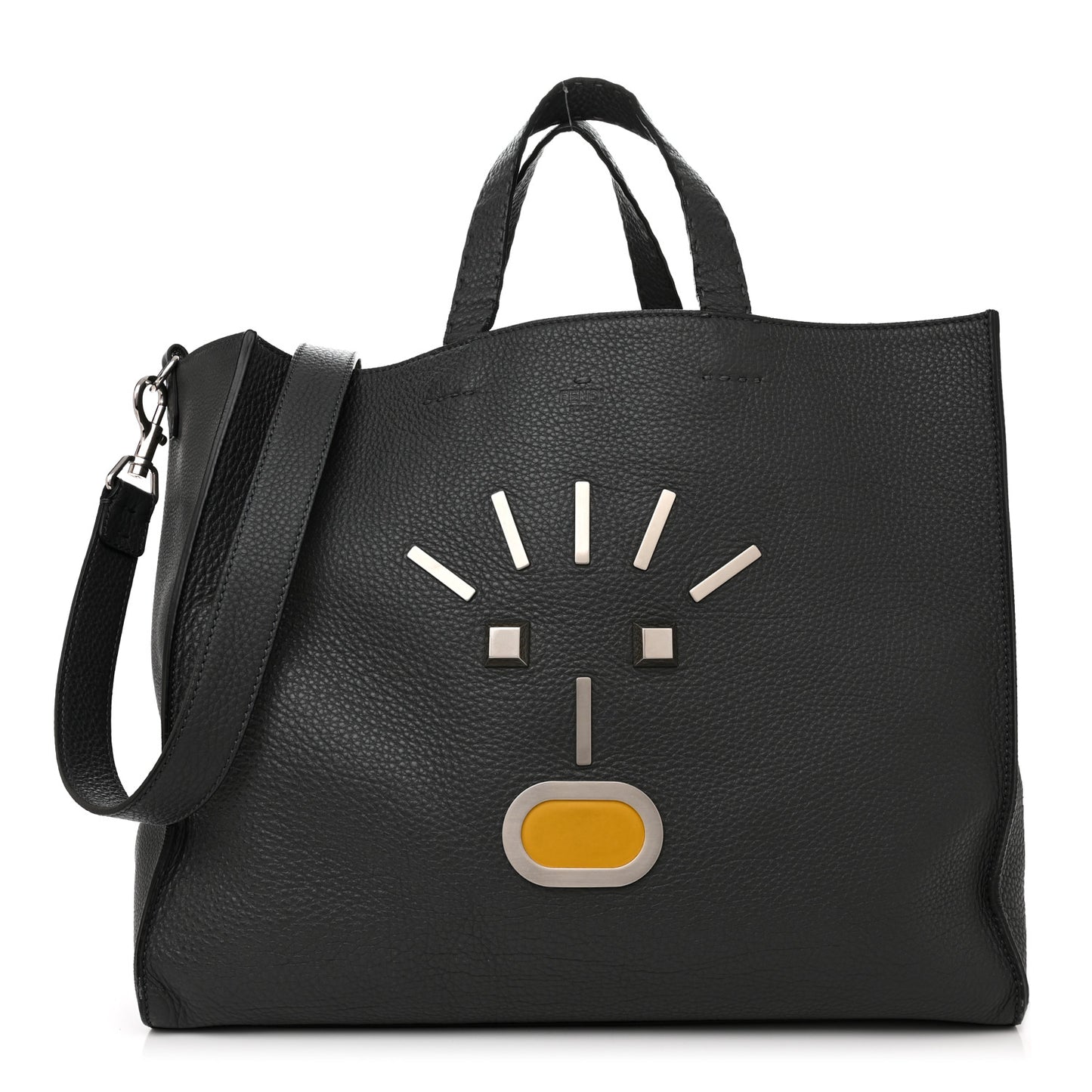Calfskin Romano Selleria Faces No Words Emoticon Bag Asfalto