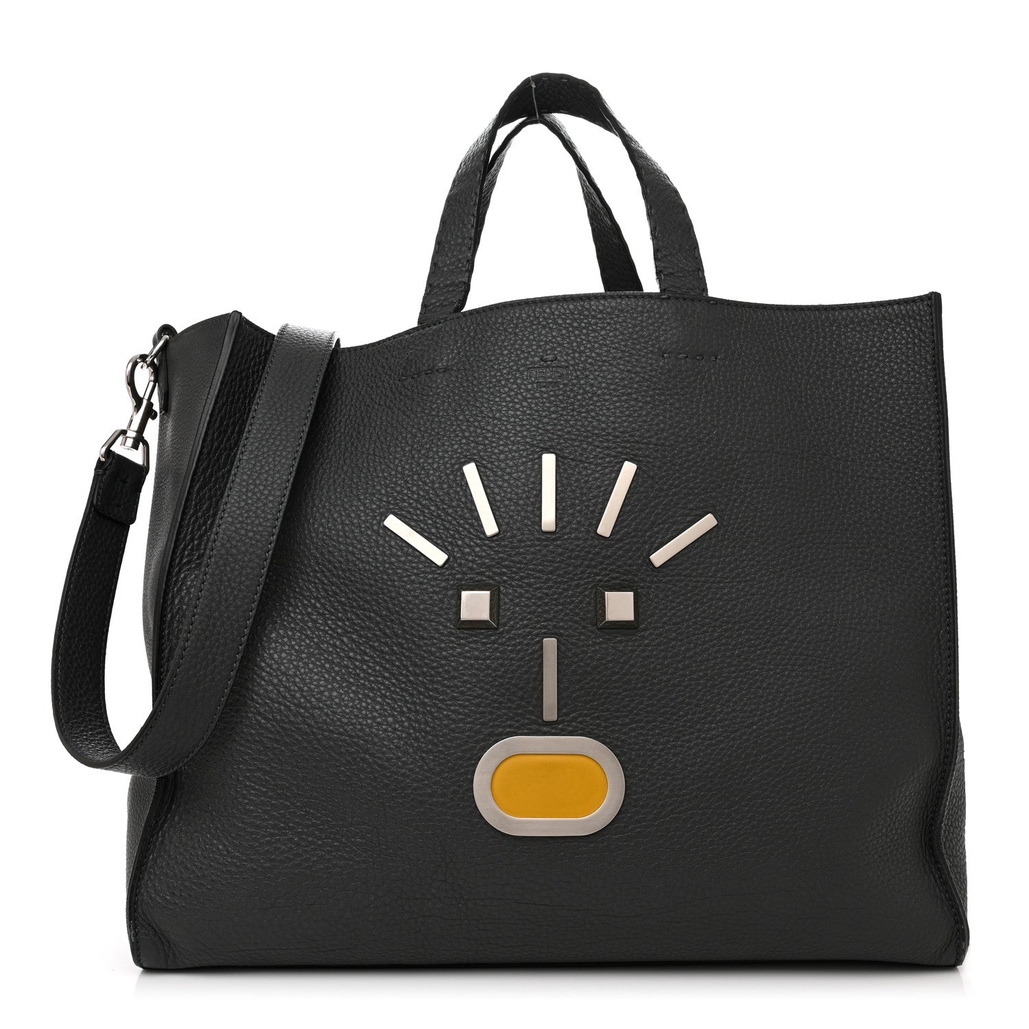 Fendi Calfskin Romano Selleria Faces No Words Emoticon Bag Asfalto 1 of 9