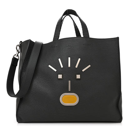 Fendi Calfskin Romano Selleria Faces No Words Emoticon Bag Asfalto 1 of 9
