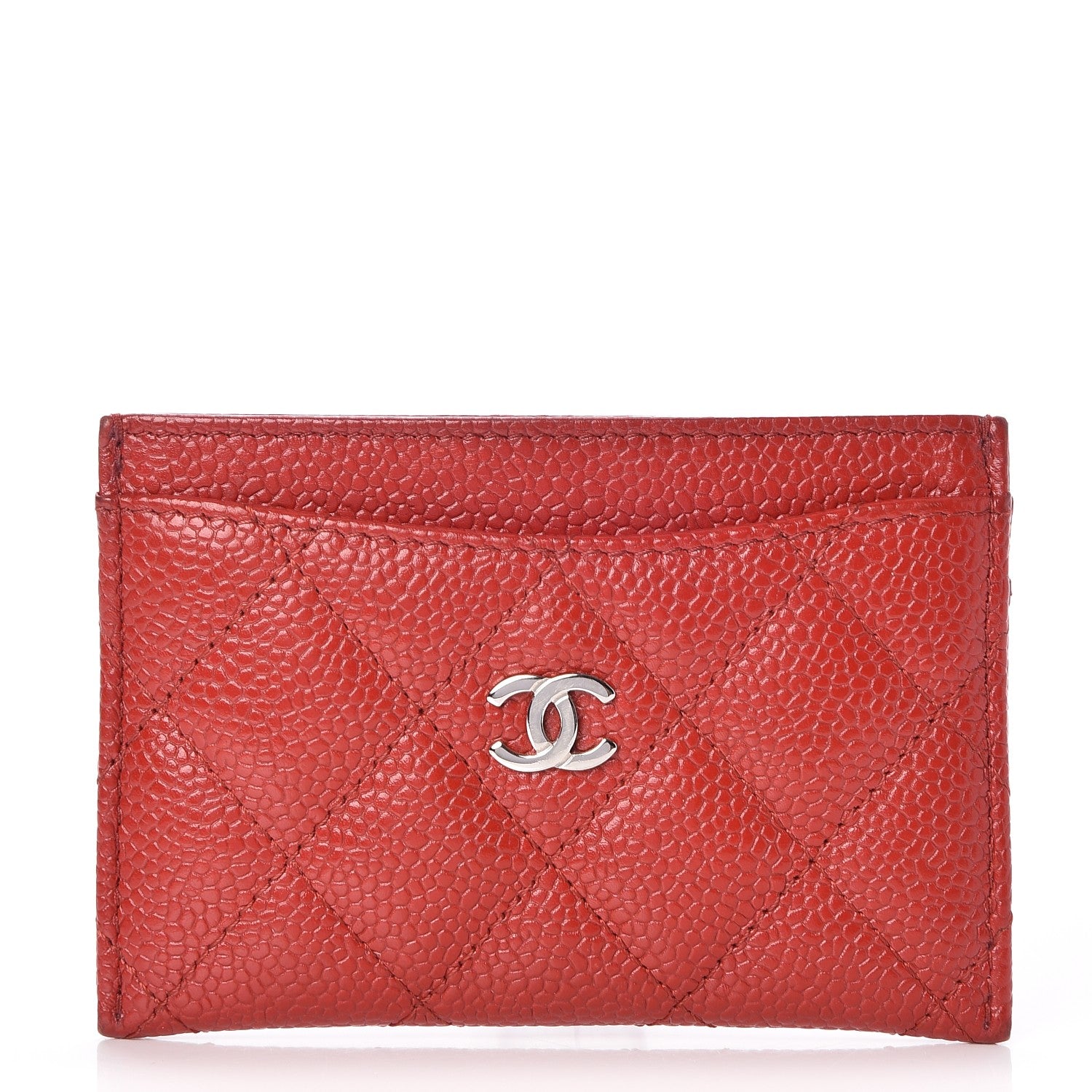 Chanel Caviar Quilted Card Holder Dark Red 1 of 9