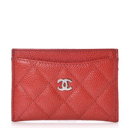 Chanel Caviar Quilted Card Holder Dark Red 1 of 9