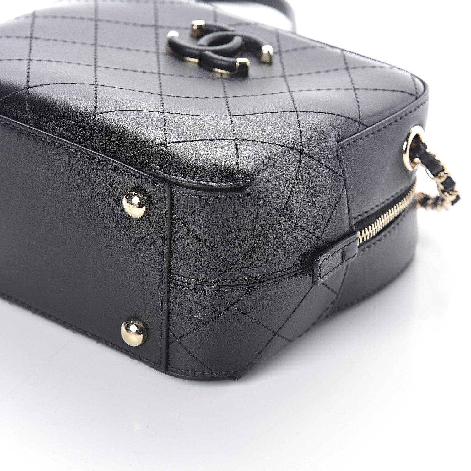 Chanel Calfskin Stitched Enamel CC Camera Case Bag Black 9 of 9
