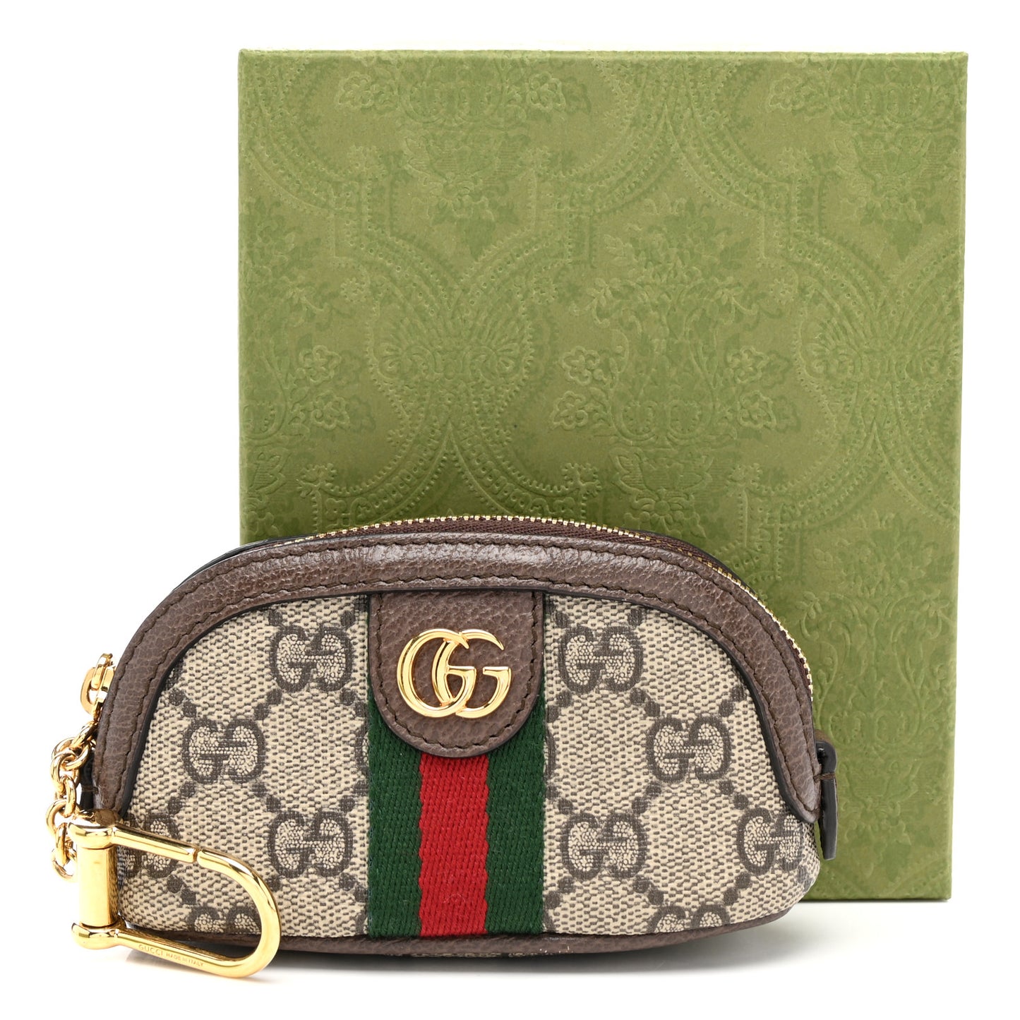 GG Supreme Monogram Web Ophidia Dome Key Pouch Beige New Acero