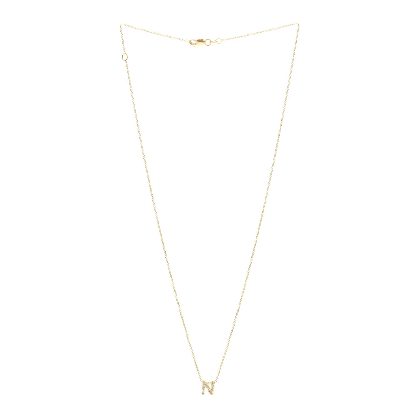18K Yellow Gold Diamond Tiny Treasures Love Letter N Pendant Necklace