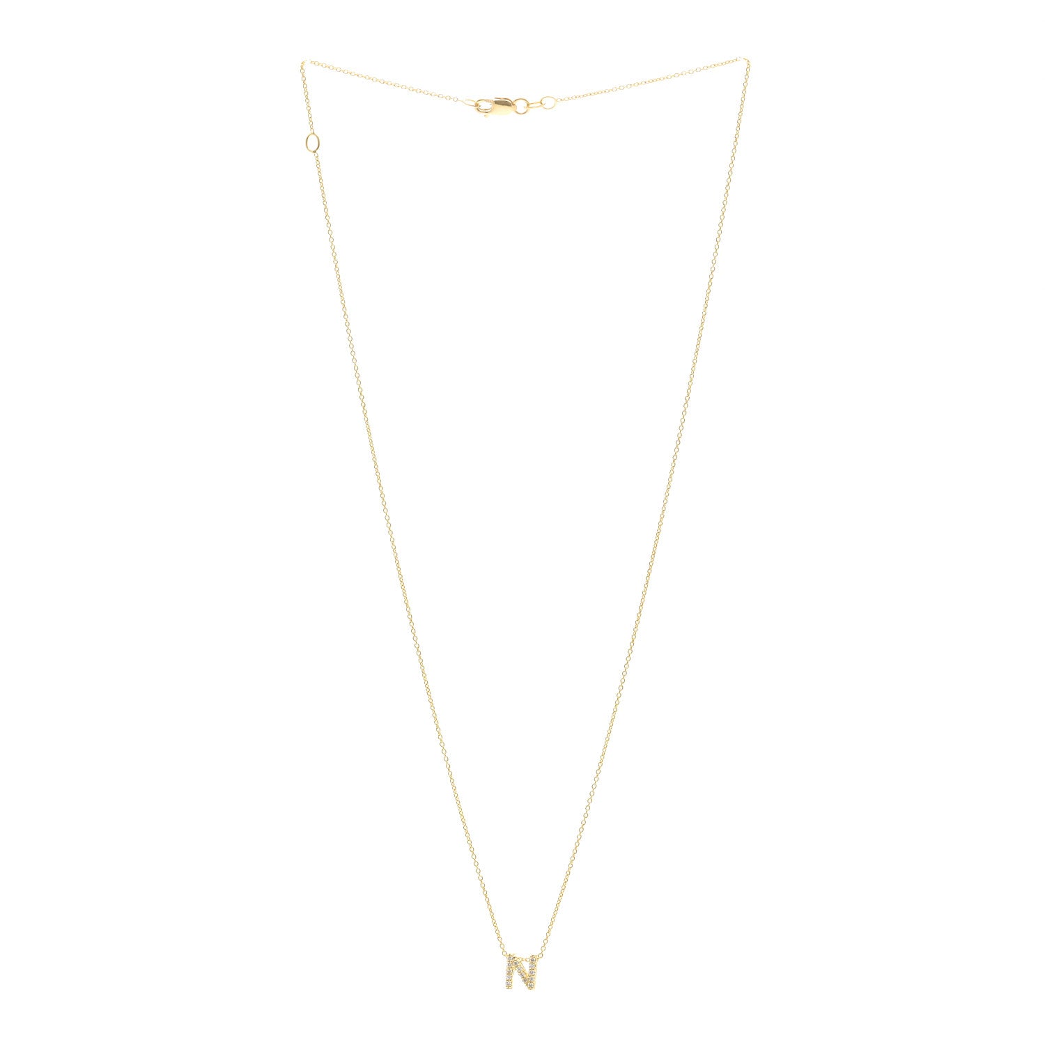 Roberto Coin 18K Yellow Gold Diamond Tiny Treasures Love Letter N Pendant Necklace 3 of 5