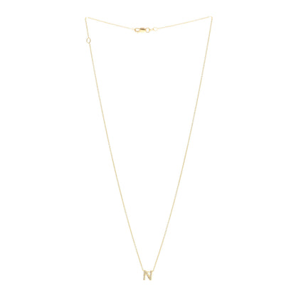 Roberto Coin 18K Yellow Gold Diamond Tiny Treasures Love Letter N Pendant Necklace 3 of 5