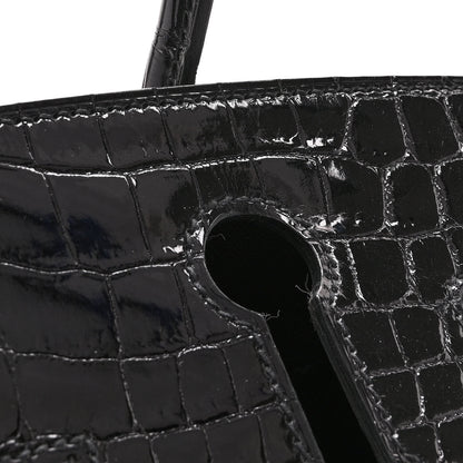 Hermes Shiny Niloticus Crocodile Birkin 30 Black 11 of 13