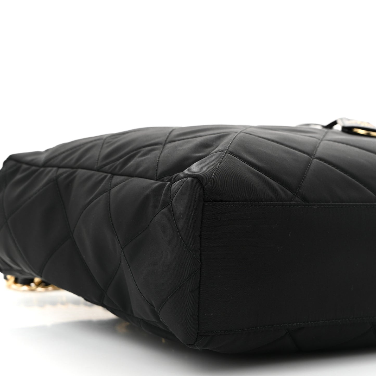 Re-Nylon Impunturato Saffiano Triangle Stitched Re-Edition 1995 Chaine Large Shoulder Bag Black
