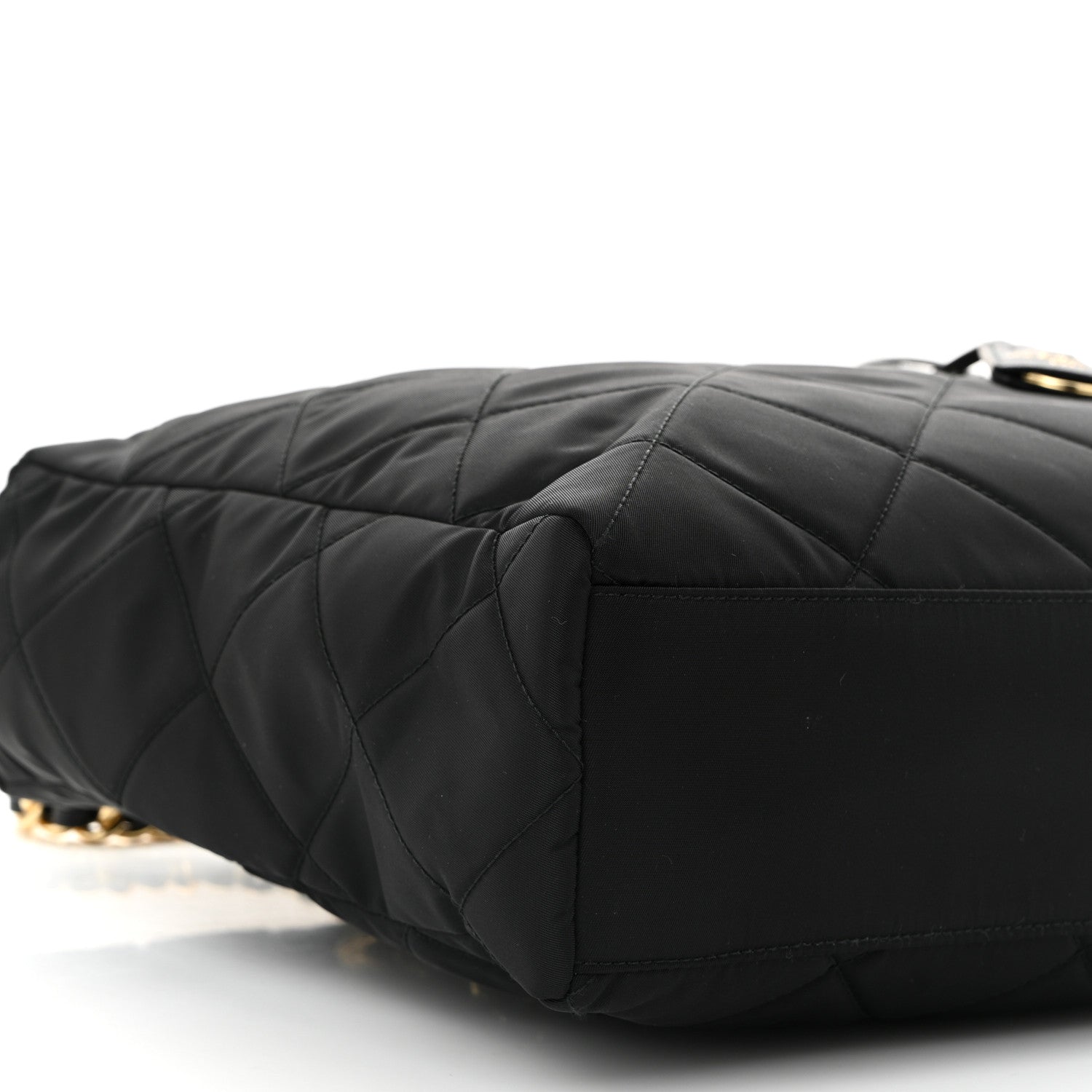 Prada Re-Nylon Impunturato Saffiano Triangle Stitched Re-Edition 1995 Chaine Large Shoulder Bag Black 9 of 10