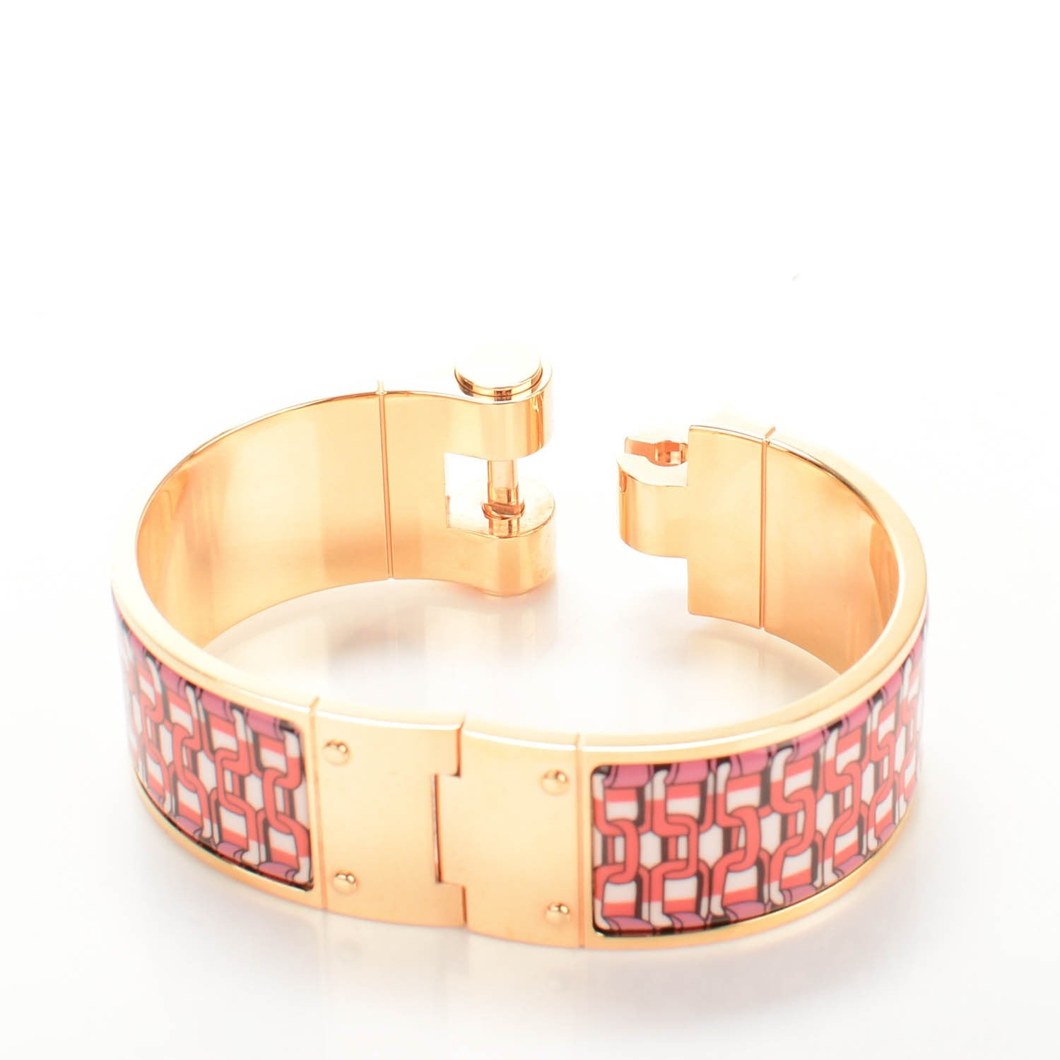 Hermes Enamel Printed Wide Hinged Bracelet 4 of 5