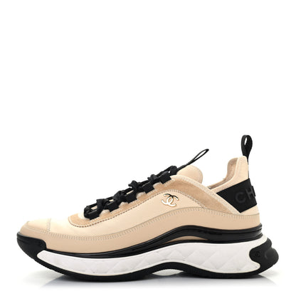 Chanel Velvet Calfskin Mixed Fibers CC Sneakers 39.5 Beige 1 of 7