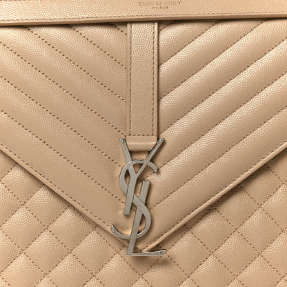 Saint Laurent Grain De Poudre Large Tri-Quilt Monogram Satchel Dark Beige 9 of 11