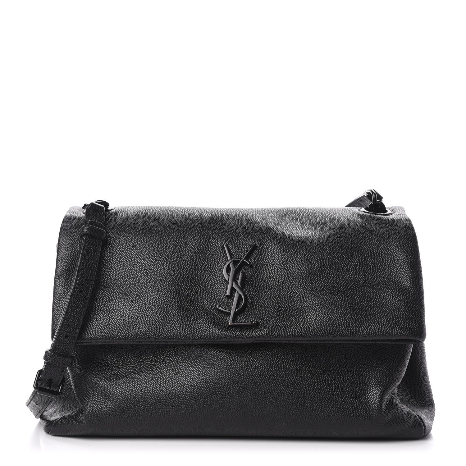Saint Laurent Grain De Poudre Medium West Hollywood Monogram Fold-Over Black 1 of 13