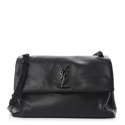 Saint Laurent Grain De Poudre Medium West Hollywood Monogram Fold-Over Black 1 of 13