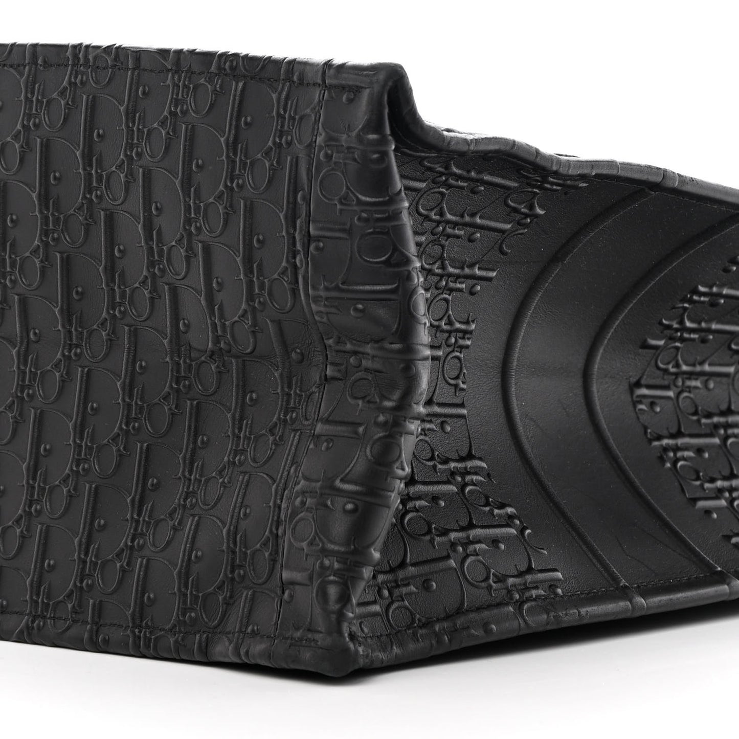 Oblique Calfskin Embossed Large Book Tote Black