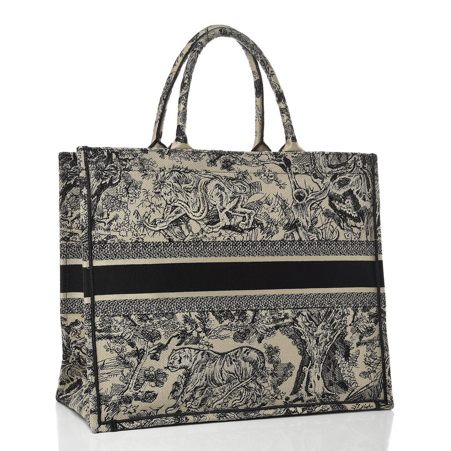 Canvas Embroidered Large Dioriviera Toile De Jouy Book Tote Black