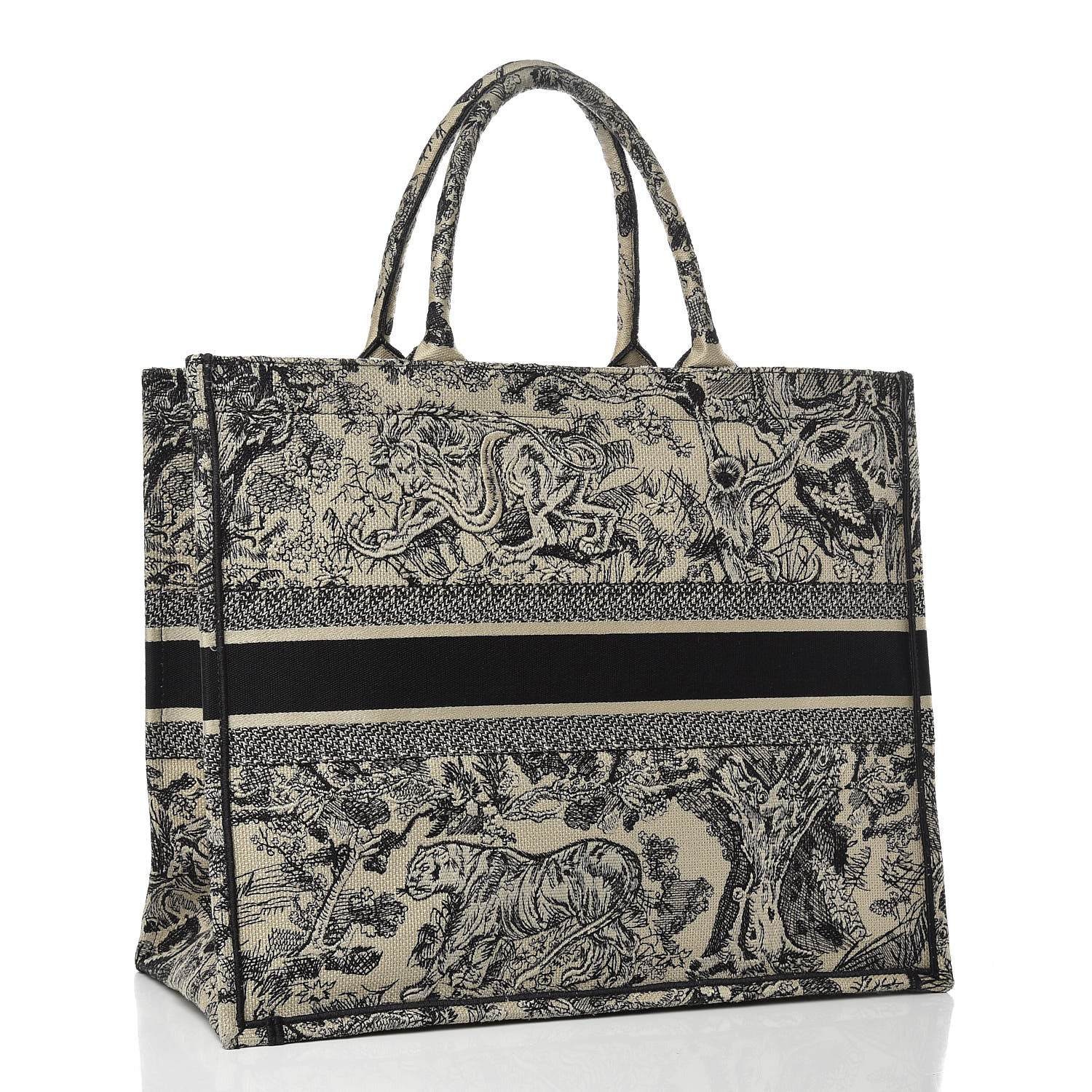 Christian Dior Canvas Embroidered Large Dioriviera Toile De Jouy Book Tote Black 3 of 12
