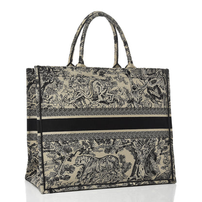 Christian Dior Canvas Embroidered Large Dioriviera Toile De Jouy Book Tote Black 3 of 12