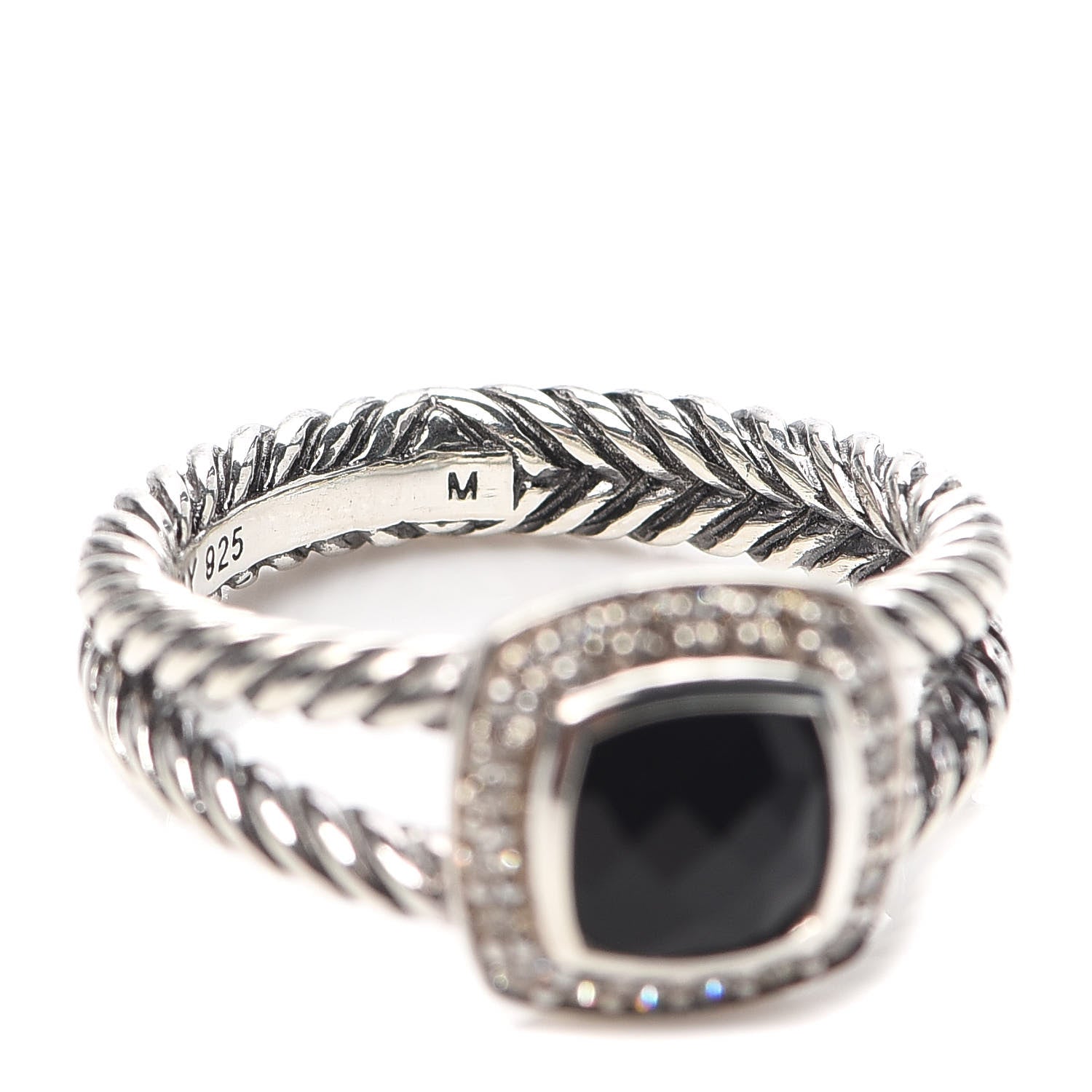 David Yurman Sterling Silver Diamond Black Onyx 7mm Petite Albion Ring 57 8 6 of 6