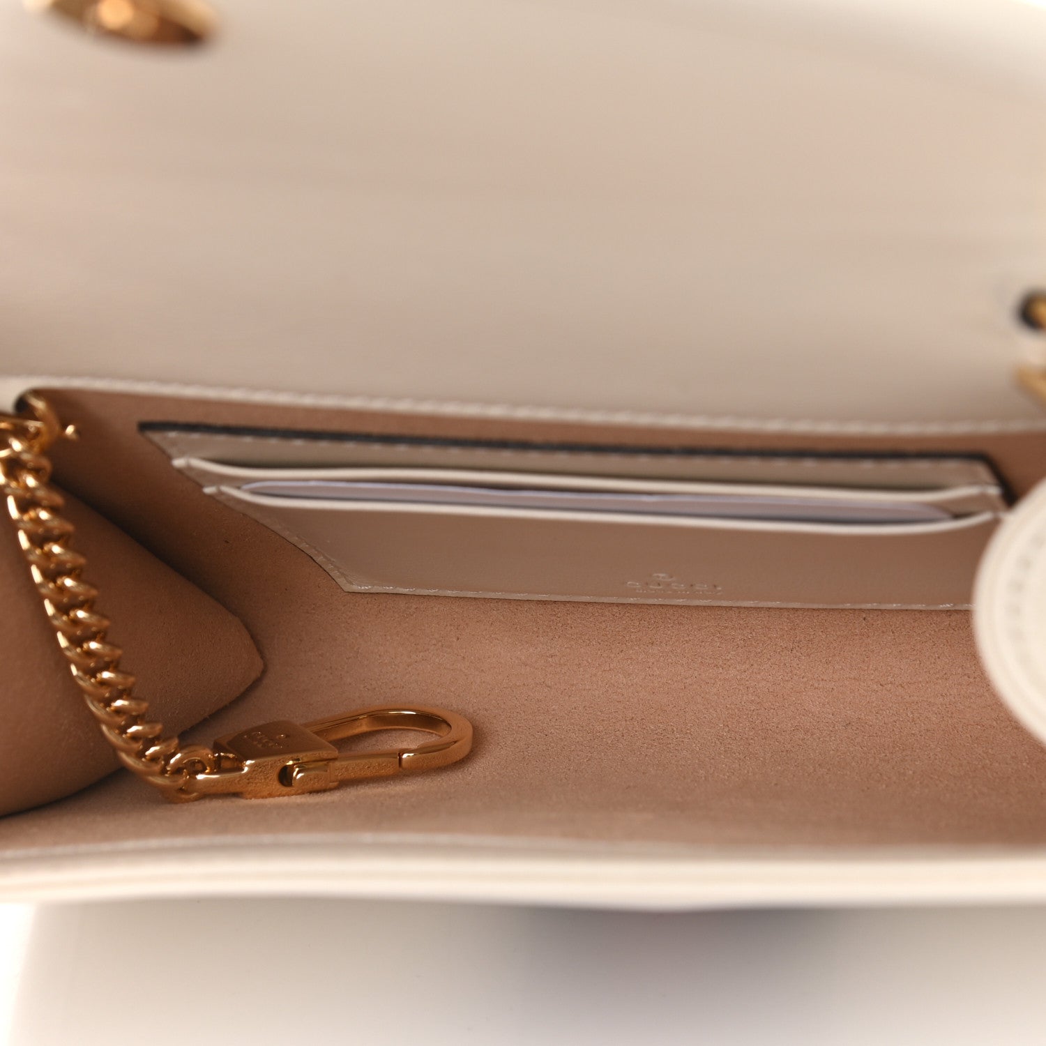 Gucci Textured Calfskin Web Mini Rajah Slim Flap Shoulder Bag Mystic White 5 of 12