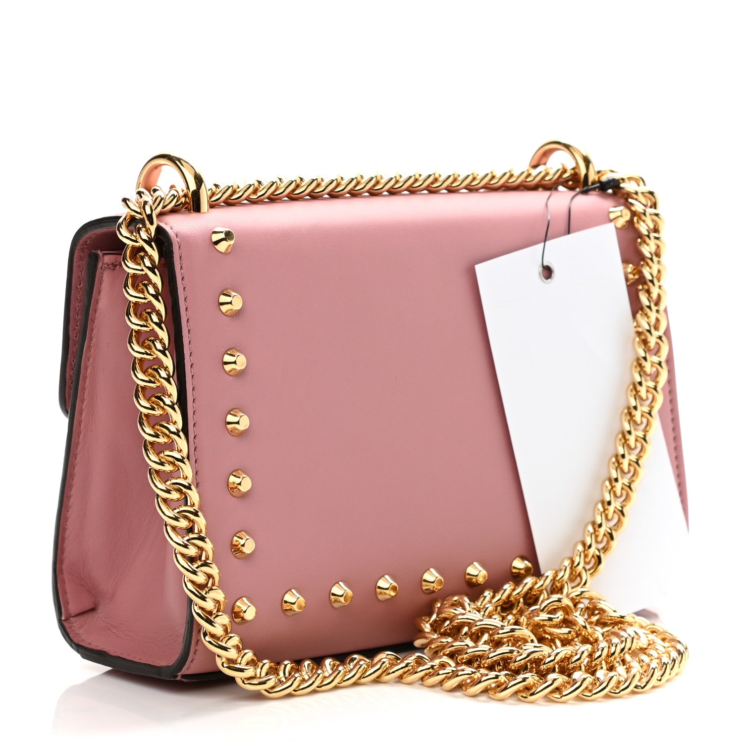 Gucci Calfskin Studded Small Padlock Shoulder Bag Carmine Rose 3 of 10