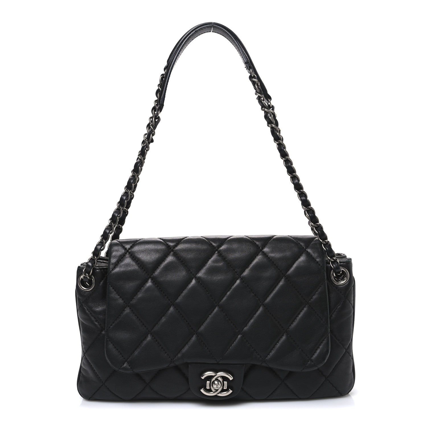Chanel Lambskin Quilted Chanel 3 Accordion Flap Bag Black 1 of 10