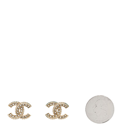 Chanel Crystal CC Earrings Light Gold 2 of 5