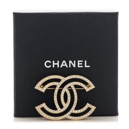 Chanel Crystal CC Brooch Light Gold 5 of 5