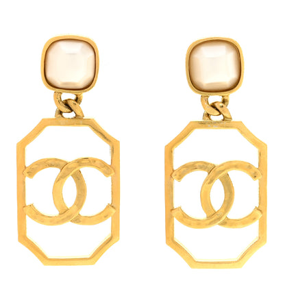 Chanel Metal Pearl CC Drop Earrings Gold 1 of 5