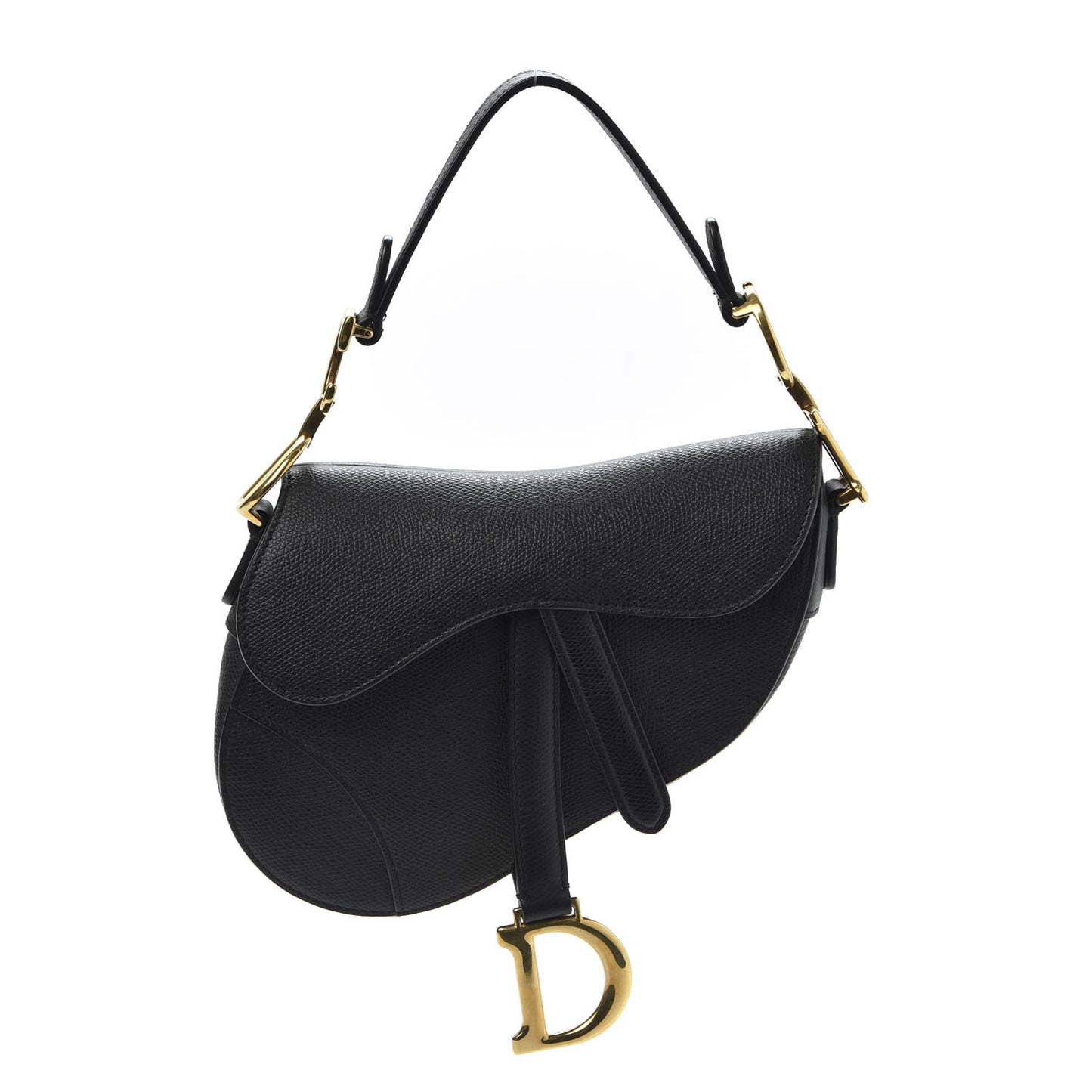 Grained Calfskin Mini Saddle Bag Black