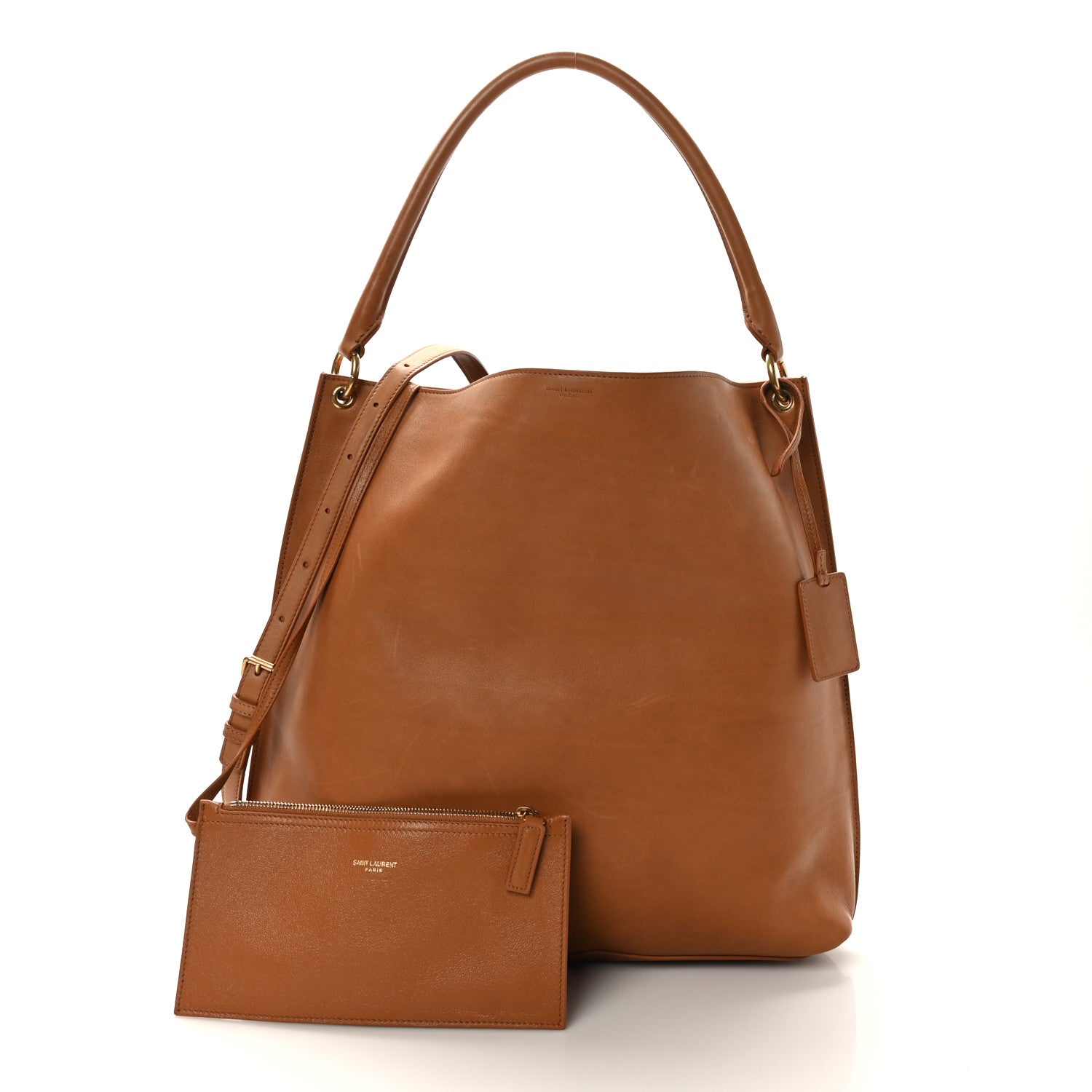 Saint Laurent Calfskin Tag Hobo Tan 1 of 10