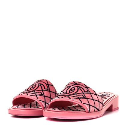 Chanel Shearling Quilt Print Quilt CC Mules 38 Pink 3 of 8
