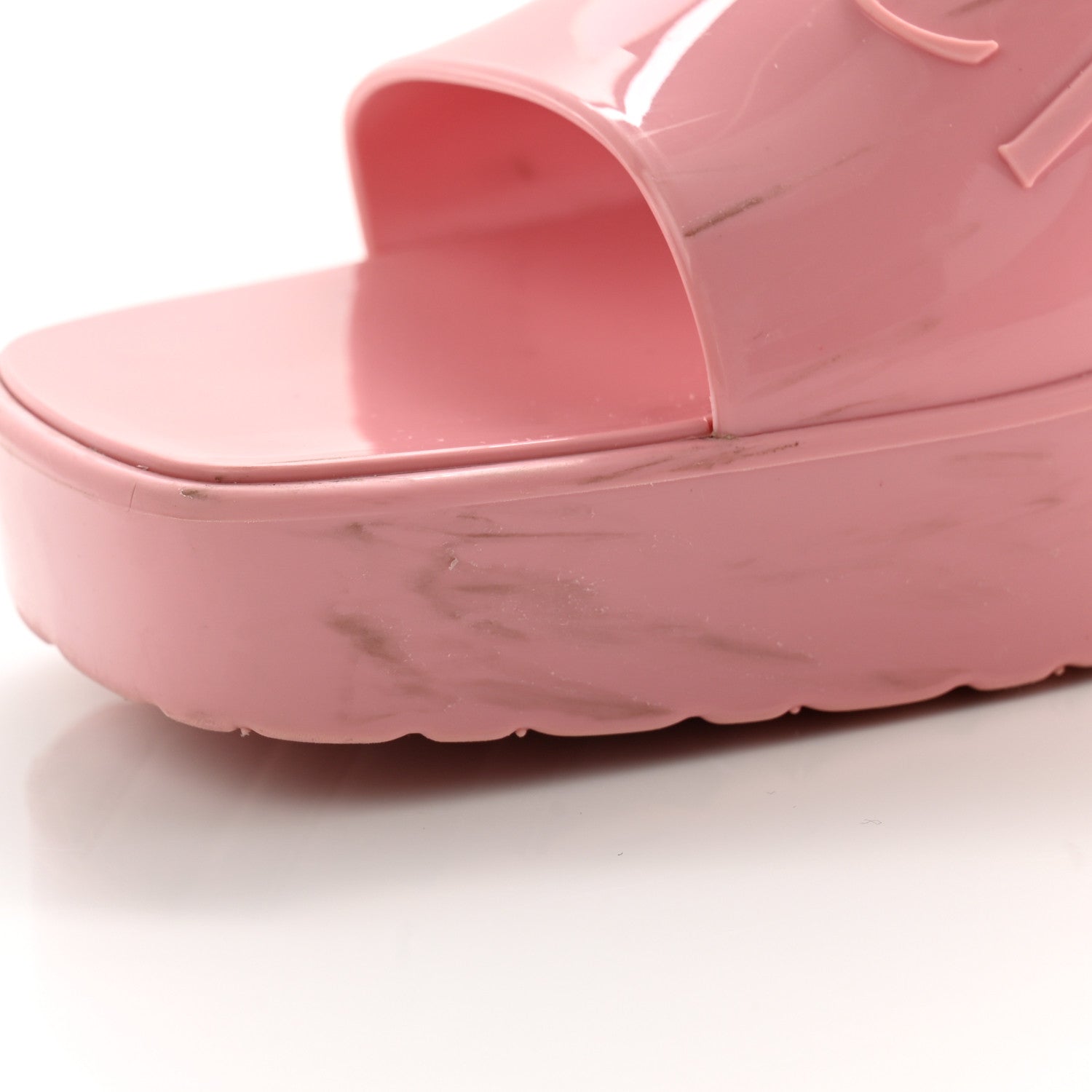 Gucci Rubber Gucci Logo Womens Platform 20/60mm Slide Sandals 36 Wild Rose 7 of 8